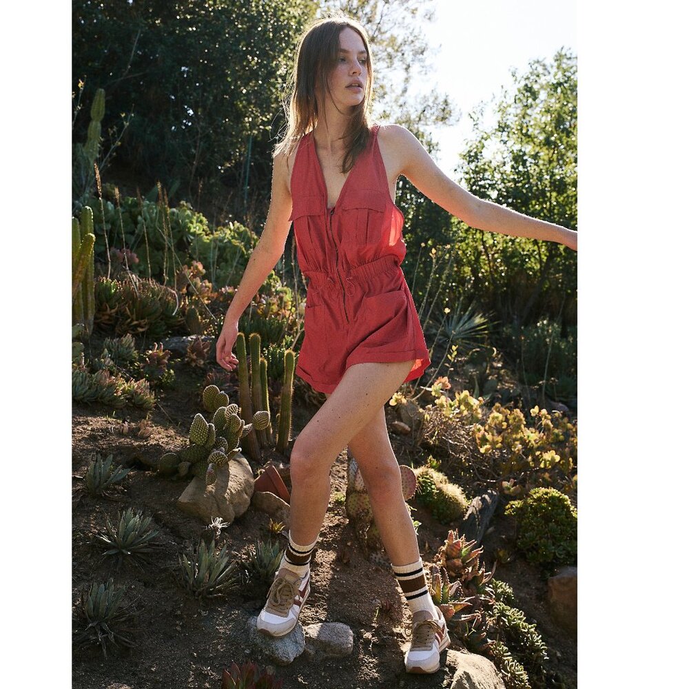 NWT Fp Movement By Free People Noiseless Back On Trek Shortsie Romper One Piece